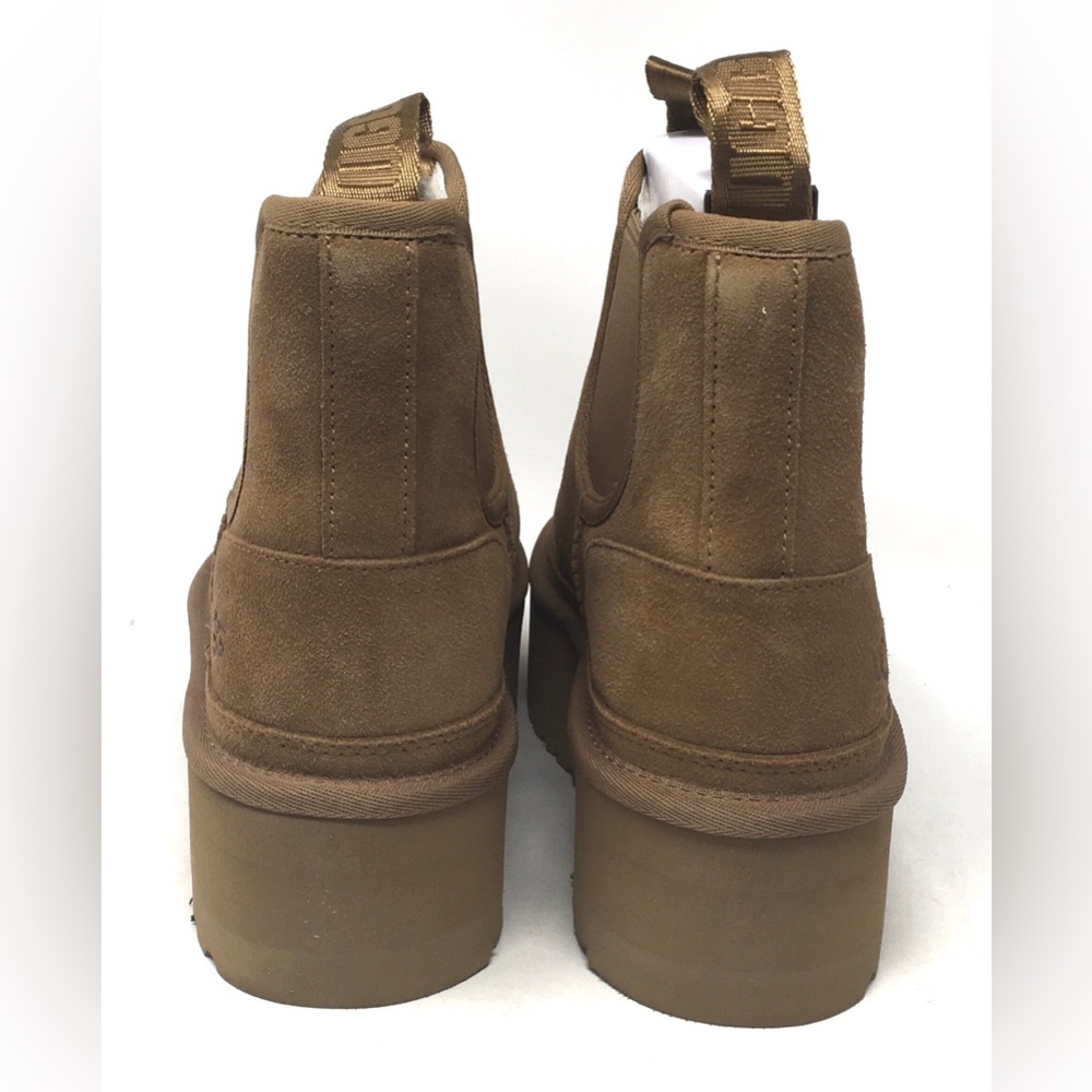 🔴SOLD Ugg Neumel Platform Chelsea Boots Chestnut Suede Shearling Sheepskin - Picture 9 of 15
